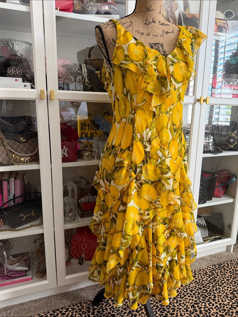 Y2K Signature by Robbie Bee Yellow Lemon-Print Ruffle Midi Dress - Picture 2 of 9